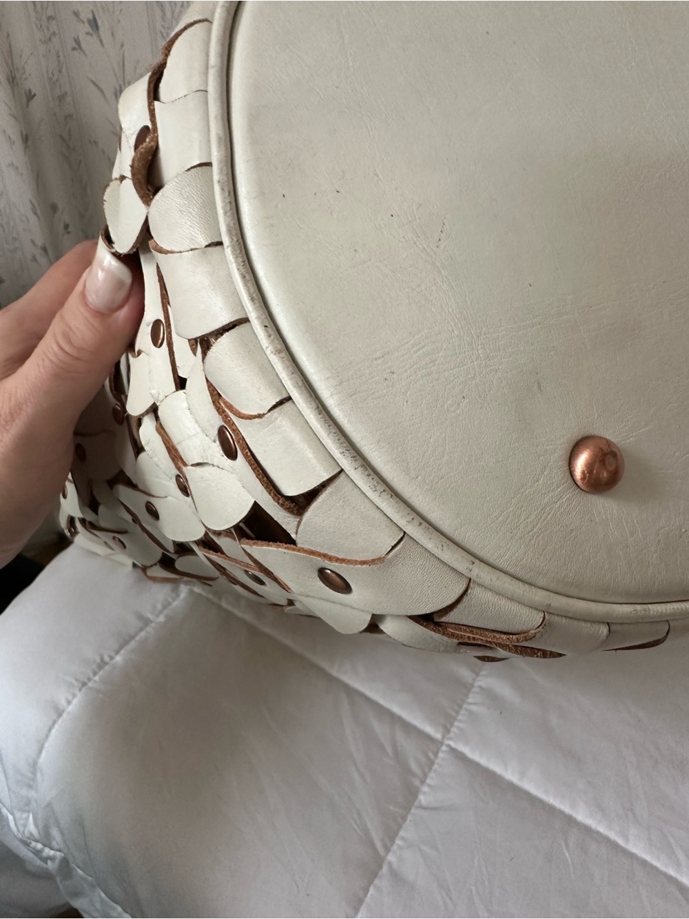 Patricia Nash Ivory Woven Leather Tote - Picture 8 of 12